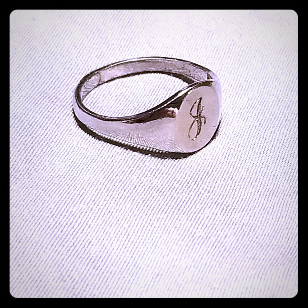 Sterling silver monogrammed ring
